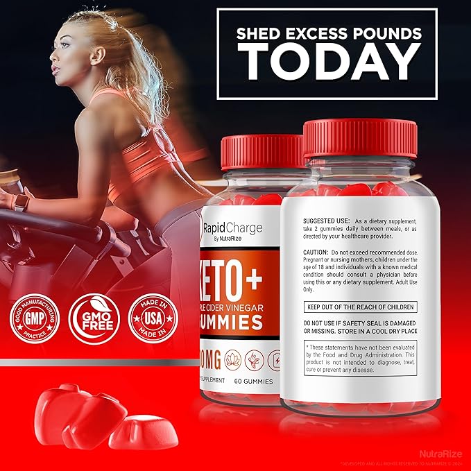 (2 Pack) Rapid Charge Keto ACV Gummies, Premium Rapid Charge Keto + ACV Gummies to Support Overall Health, All Natural Apple Cider Vinegar, Keto Plus ACV Gummy Formula, Gomitas Review (120 Gummies)