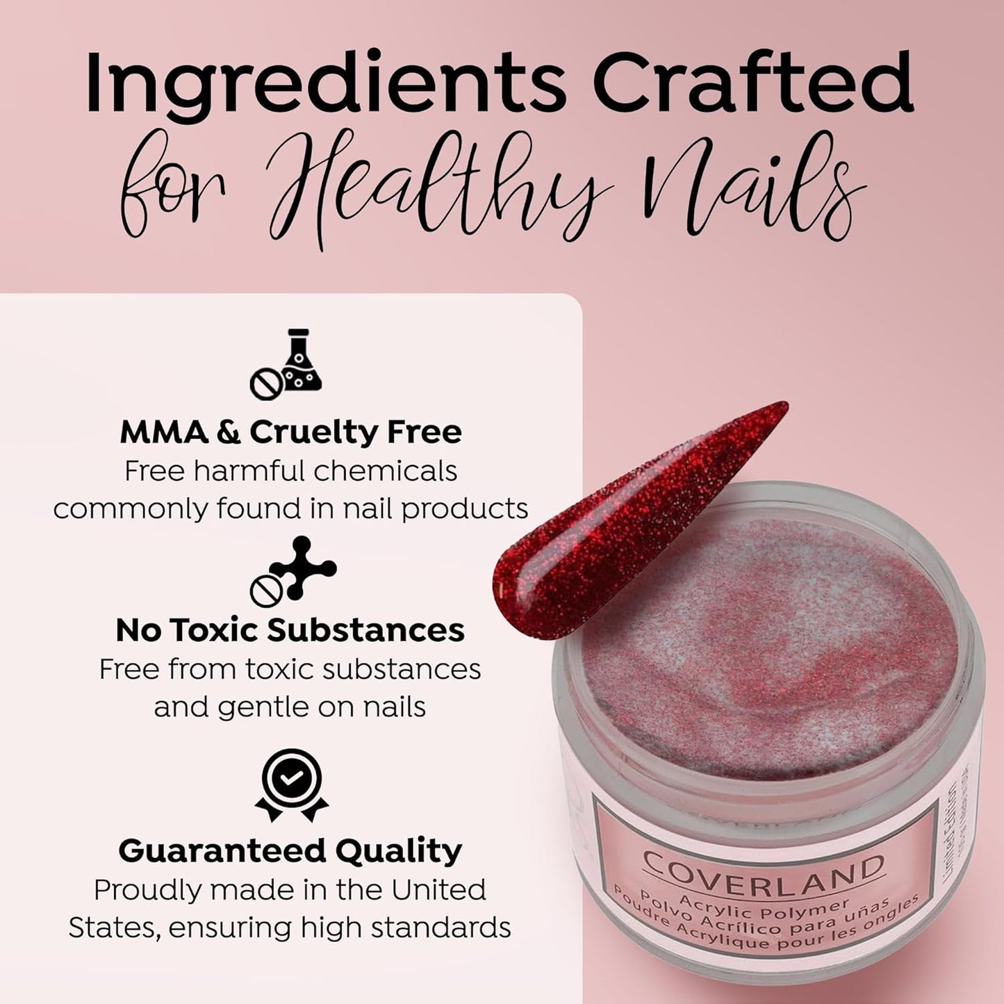 Tones Coverland Acrylic Nail Powder "Date Night" - Limited Edition Acrylic Powder for Nail Design, Sculpting, and Masking Nail Bed Imperfections - Professional Acrylic Nail Supplies - (1.5 Oz)