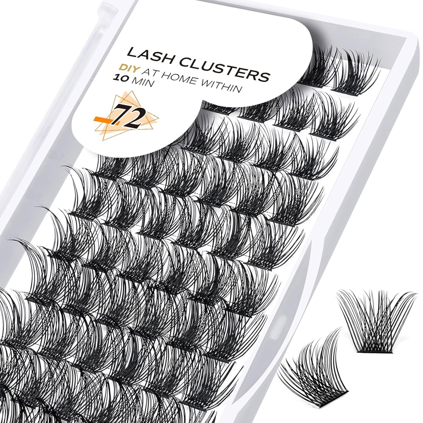 Lash Clusters B02 D Curl 10mm DIY Eyelash Extensions 72 Clusters Lashes C D Curl B&Qaugen Mega Volume Individual Lashes Eyelash Clusters Extensions Individual Lashes Cluster DIY at Home (NM-D-10mm)