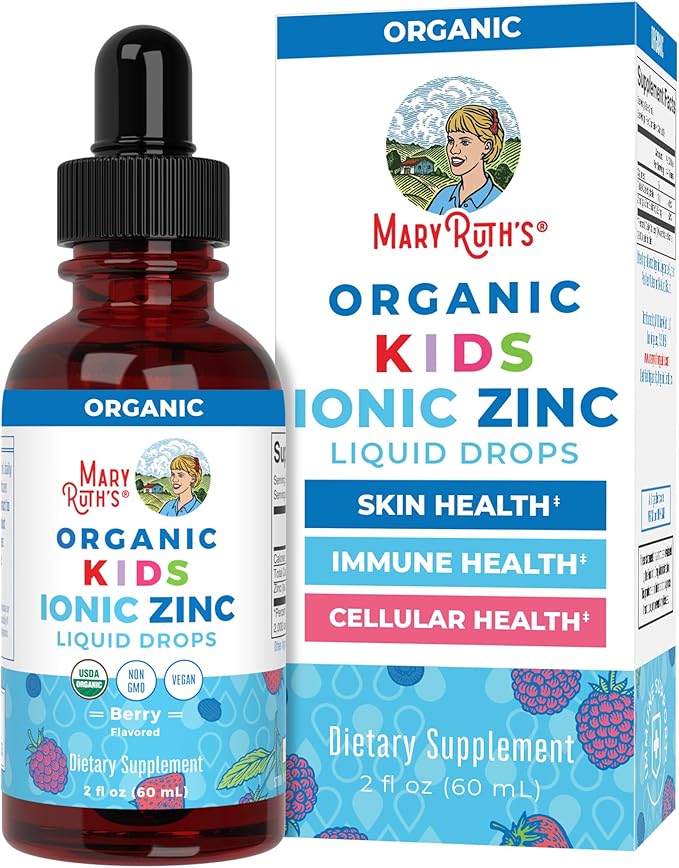 MaryRuth Organics Zinc Supplements for Immune Support, Liquid Zinc Supplement, Immune Support Supplement for Kids, Ages 4-13, Zinc Sulfate, Vegan, USDA Organic, Glycerin Based, 2 Fl Oz