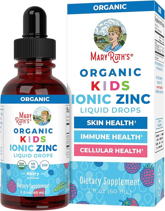 MaryRuth Organics Zinc Supplements for Immune Support, Liquid Zinc Supplement, Immune Support Supplement for Kids, Ages 4-13, Zinc Sulfate, Vegan, USDA Organic, Glycerin Based, 2 Fl Oz