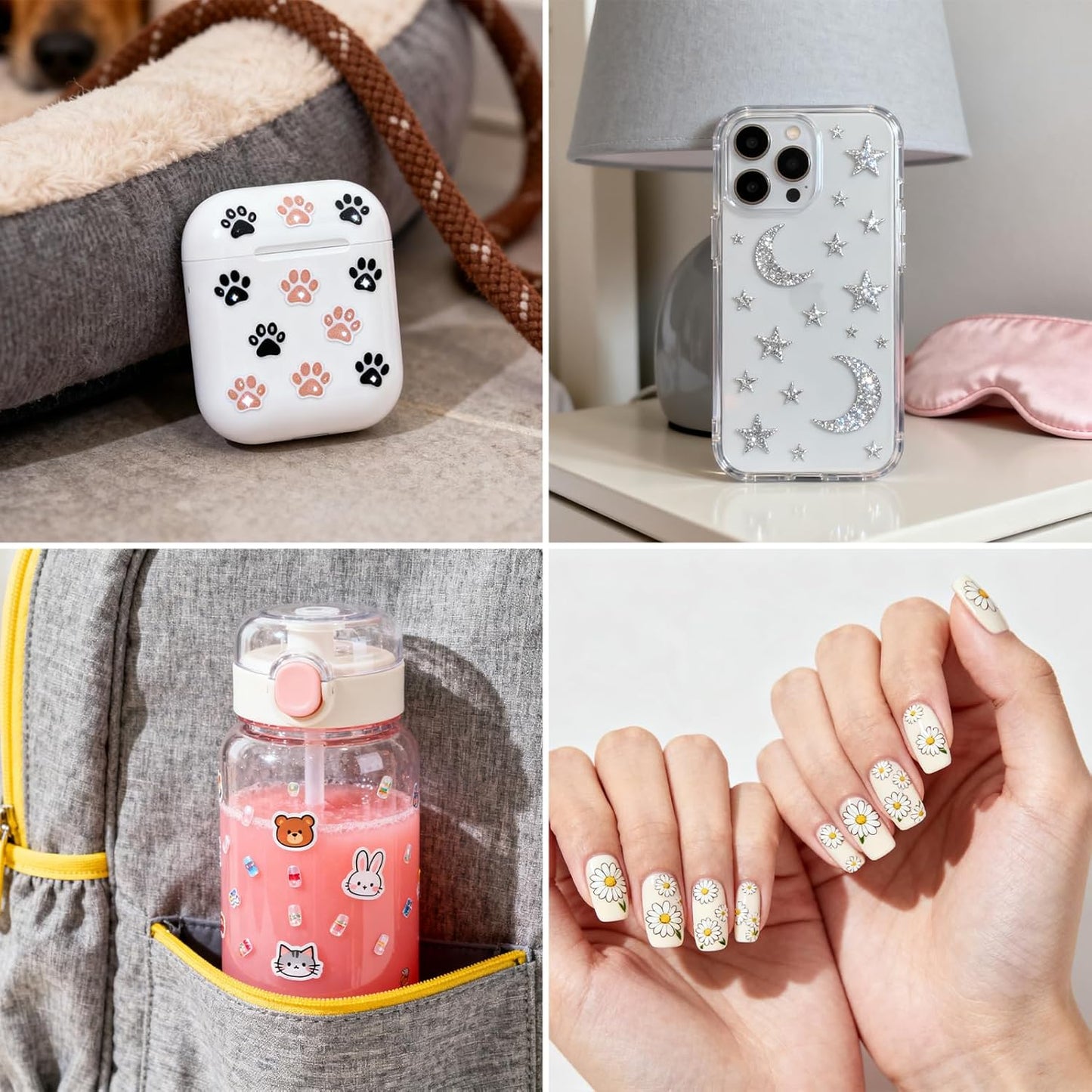 Halloween Nail Art Stickers 5D Embossed Devil Bat Nail Stickers, Self-Adhesive Durable Nail Art Decals for Women Girls, Nail Wraps Decoration Manicure for DIY Acrylic Nail Accessories