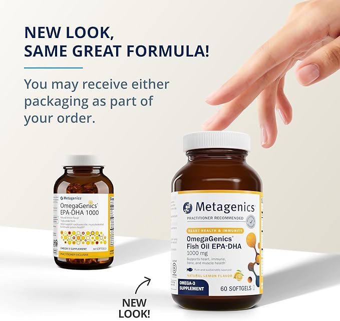 Metagenics OmegaGenics Fish Oil EPA-DHA 1000 - Omega-3 Fish Oil Supplement - for Heart Health, Musculoskeletal Health & Immune System Health* - with DHA & EPA - 120 Softgels