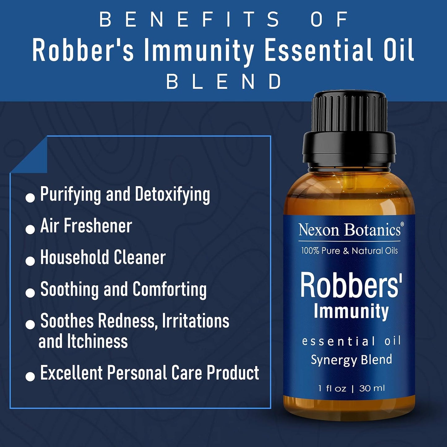 Robbers' Immunity Essential Oil Blend 30 ml - Immune Boost Aromatherapy for Diffusers - Natural Shield Against Impurities - Nexon Botanics