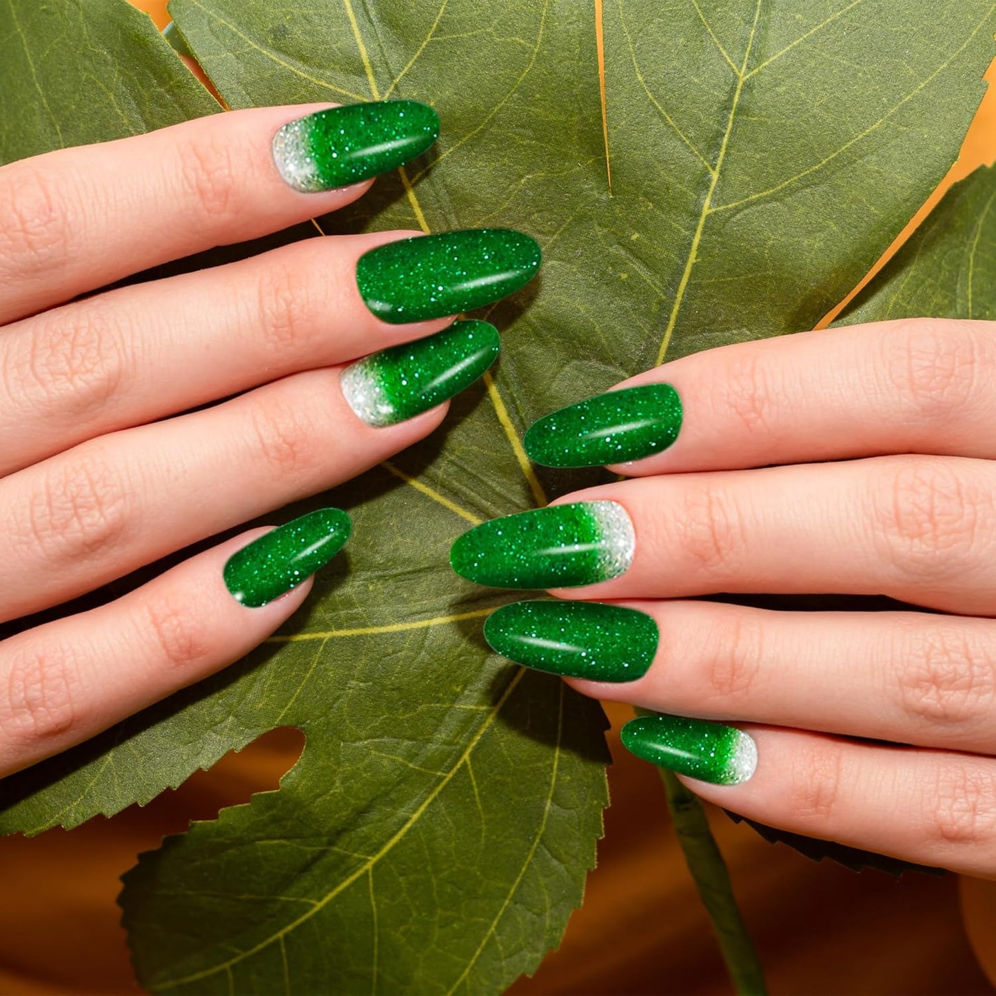 Semi Cured Gel Nail Strips-Holiday nail stickers seasonal designs for Christmas Halloween Thanksgiving festive party nail art,Works with Any UV/LED Lamps(Phoenix Feather Ombre)