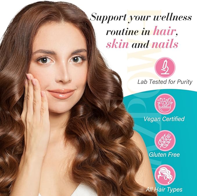 Biotin Gummies -Hair Skin and Nails Vitamins for Men & Women, Vegan Vitamin B7, Supports Hair Growth and Stronger Nails,30 Day Supply - Blueberry-60 Counts