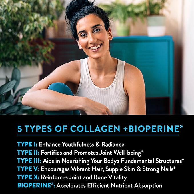 Multi Collagen Pills for Women - Collagen Supplements Fast Absorption Collagen for Women & Men - Collagen Protein Type I II III V & X - Hydrolyzed Collagen Peptides for Hair, Skin & Nails - 90 Caps