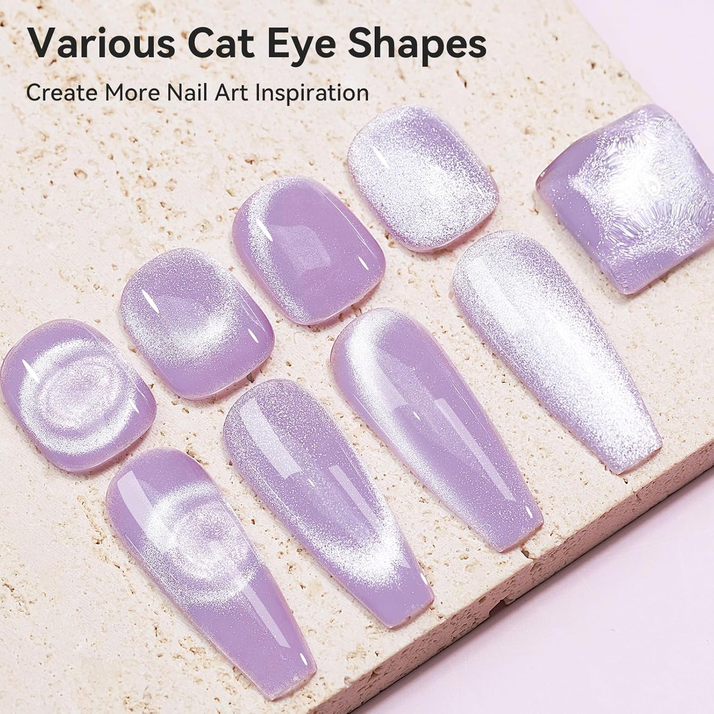 Cat Eye Gel Nail Polish 12ML, Lavender Purple Smoothie Magnetic Gel Polish Holographic Shimmer Glitter Cats Eye Nail Polish with Magnet Stick Soak Off UV Nail Art Varnish