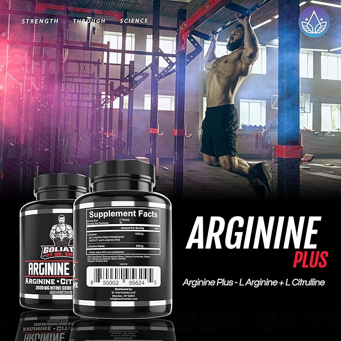 Dr. Emil's ARGININE Plus - L Arginine + L Citrulline - 2500 MG High Dose NO Booster Tablets - Nitric Oxide Supplement for Vascularity and Heart Health (Arginine AAKG and Citrulline Malate 2:1)