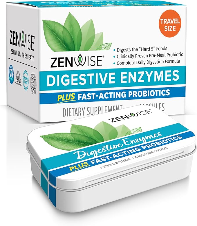 Zenwise Health Digestive Enzymes for Gut Health - Probiotic Multi Enzymes with Prebiotics and Probiotics for Women and Men for Digestive Health and Bloating Relief, Daily Enzymes for Digestion -15 CT
