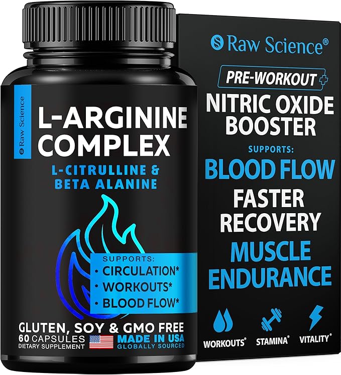 L Arginine L Citrulline Supplement, Nitric Oxide Supplements for Men: L-Arginine L-Citrulline Complex, Booster Mens Performance Supplements, Nitric Oxide Flow Blood Pressure & Vascularity, 60 Capsules