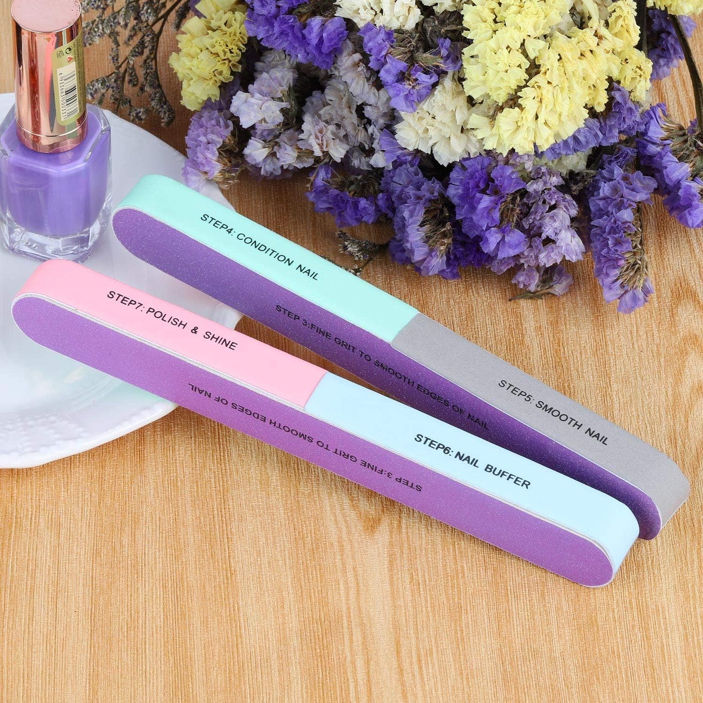 12 Pieces 7 Way Nail Files and Buffers, Professional Nail Buffing Files Buffing Block for Shaping, Contouring, Smoothing, Polishing, Shining Natural Nails