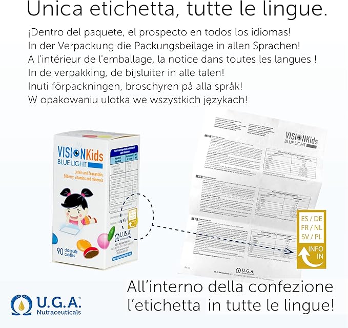 OMEGOR Vision Kids Blue Light Children’s Vision Supplement Made from Lutein, zeaxanthin and Blueberry | Delicious Dark Chocolate Candies I 90 Chocolate Candies