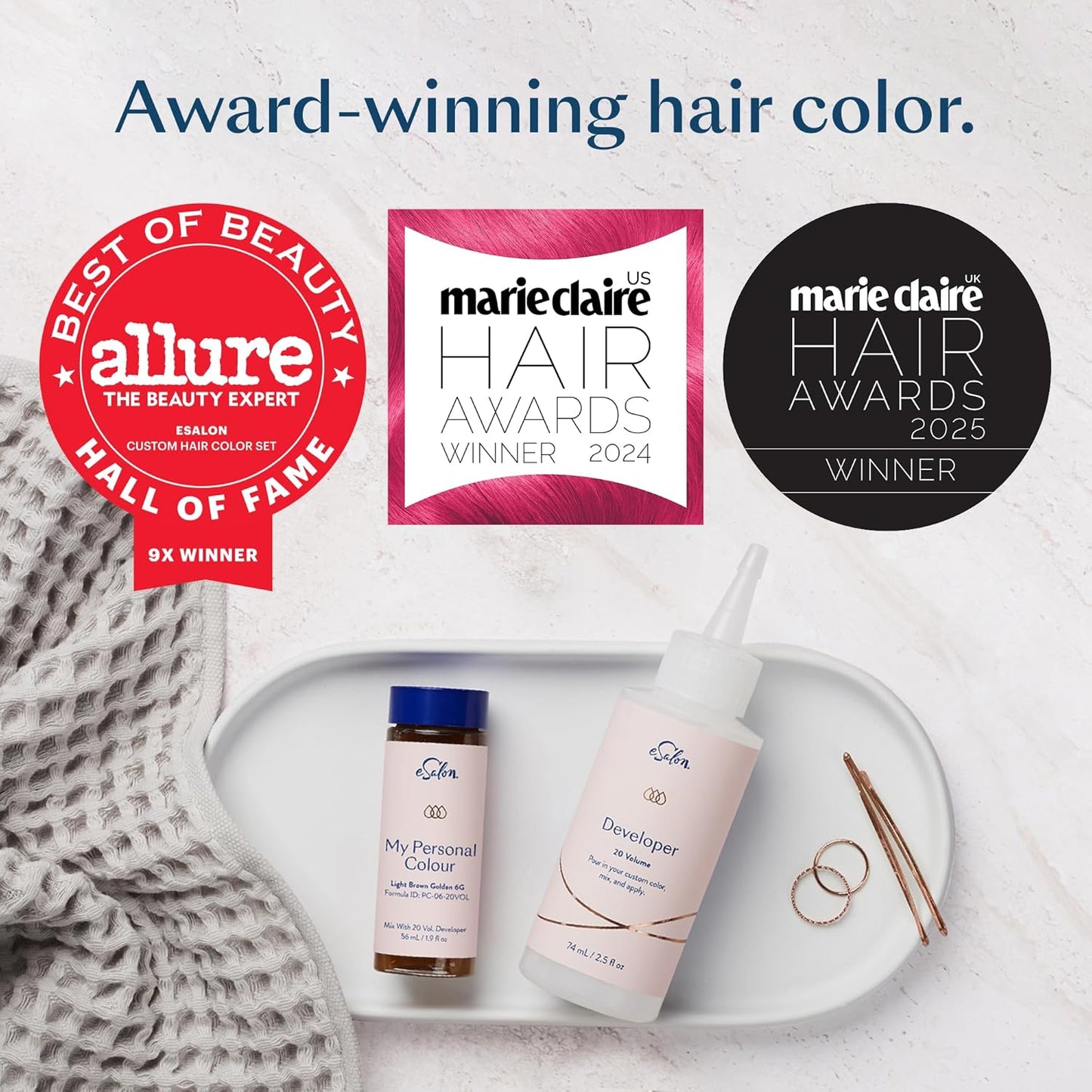 eSalon Permanent Hair Color & Hair Dye Complete Kit - Personal Colorist Kit for Up To 100% Gray Coverage for All Hair Types - Professional-Grade Ammonia-Free Hair Dye (Lightest Blonde 10N)