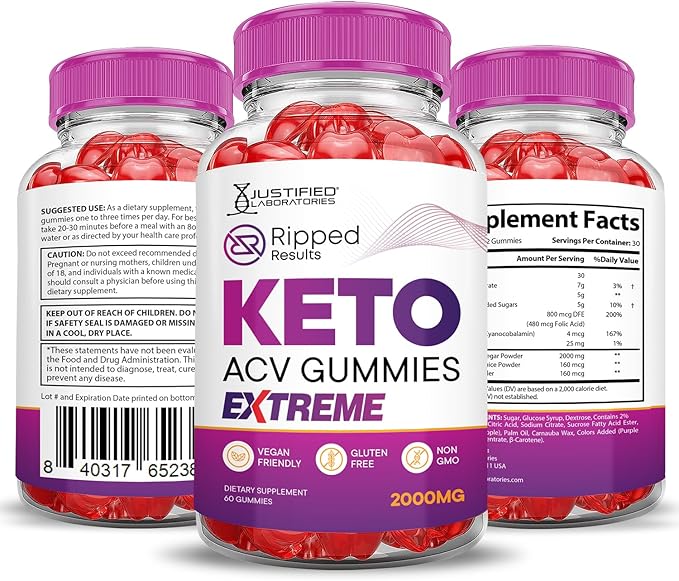 (10 Pack) Ripped Results Keto ACV Gummies Extreme 2000MG Ripped Results Keto Gummies Apple Cider Vinegar Formulated with Pomegranate Beet Juice Powder B12 Vegan Non GMO 600 Gummys