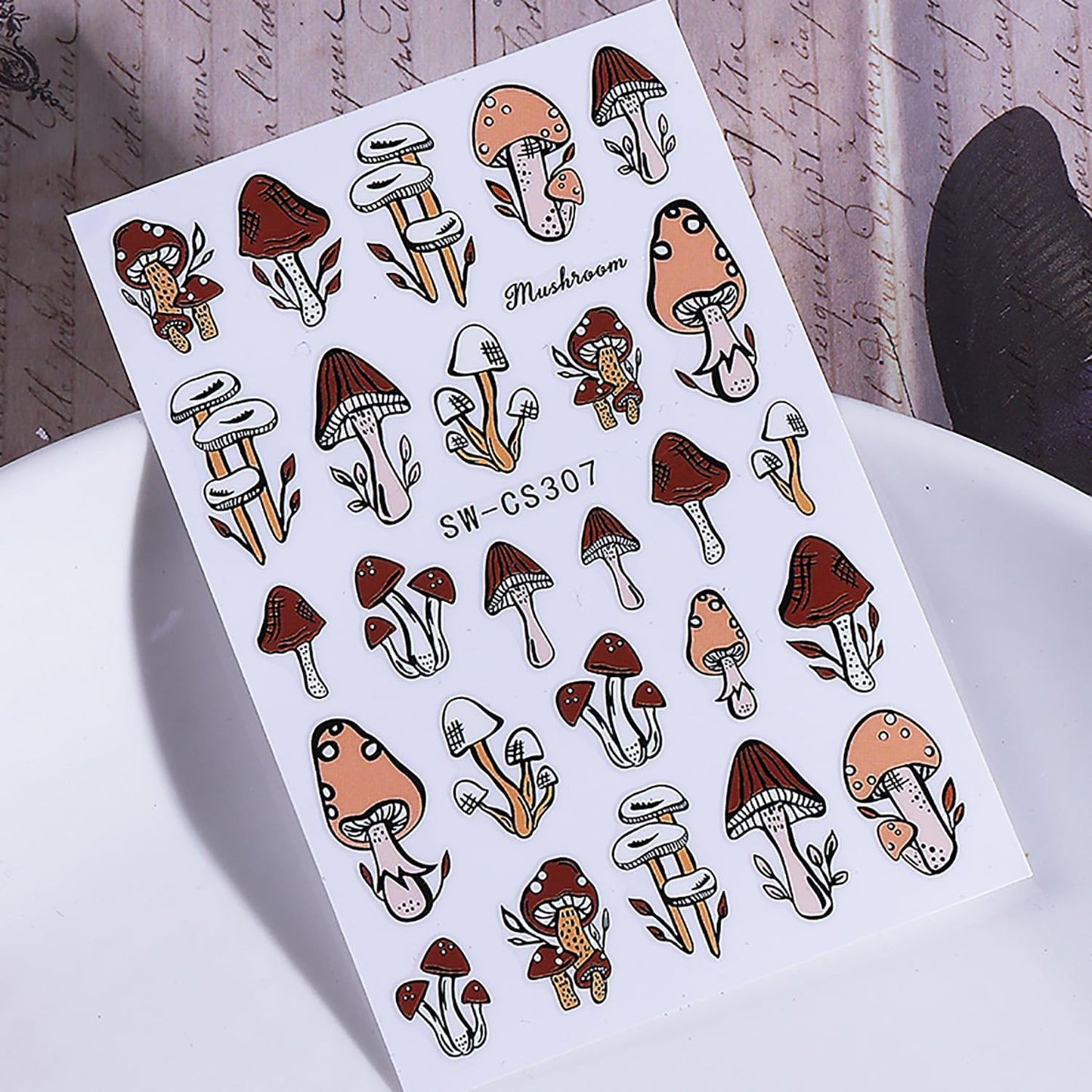 Halloween Mushroom Nail Stickers, 3D Self-Adhesive Cute Halloween Nail Decals Ghost Mushroom Nail Design Stickers Holiday Nail Decorations Nail Art for Women DIY Manicure Accessories 4PCS