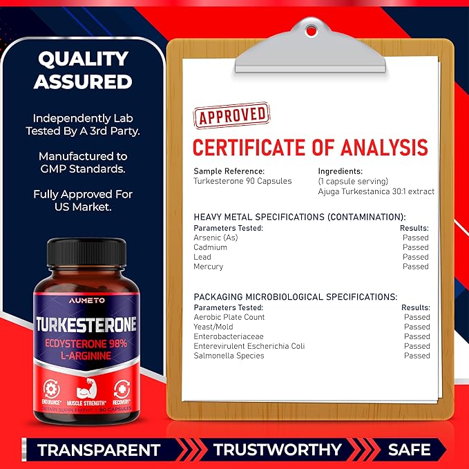 Turkesterone Supplement - Enhanced with L-Arginine, Tongkat Ali, Ginseng, Maca Root, Vitamin D3 - Energy, Endurace & Male Vitality Support (90 Count (Pack of 1))