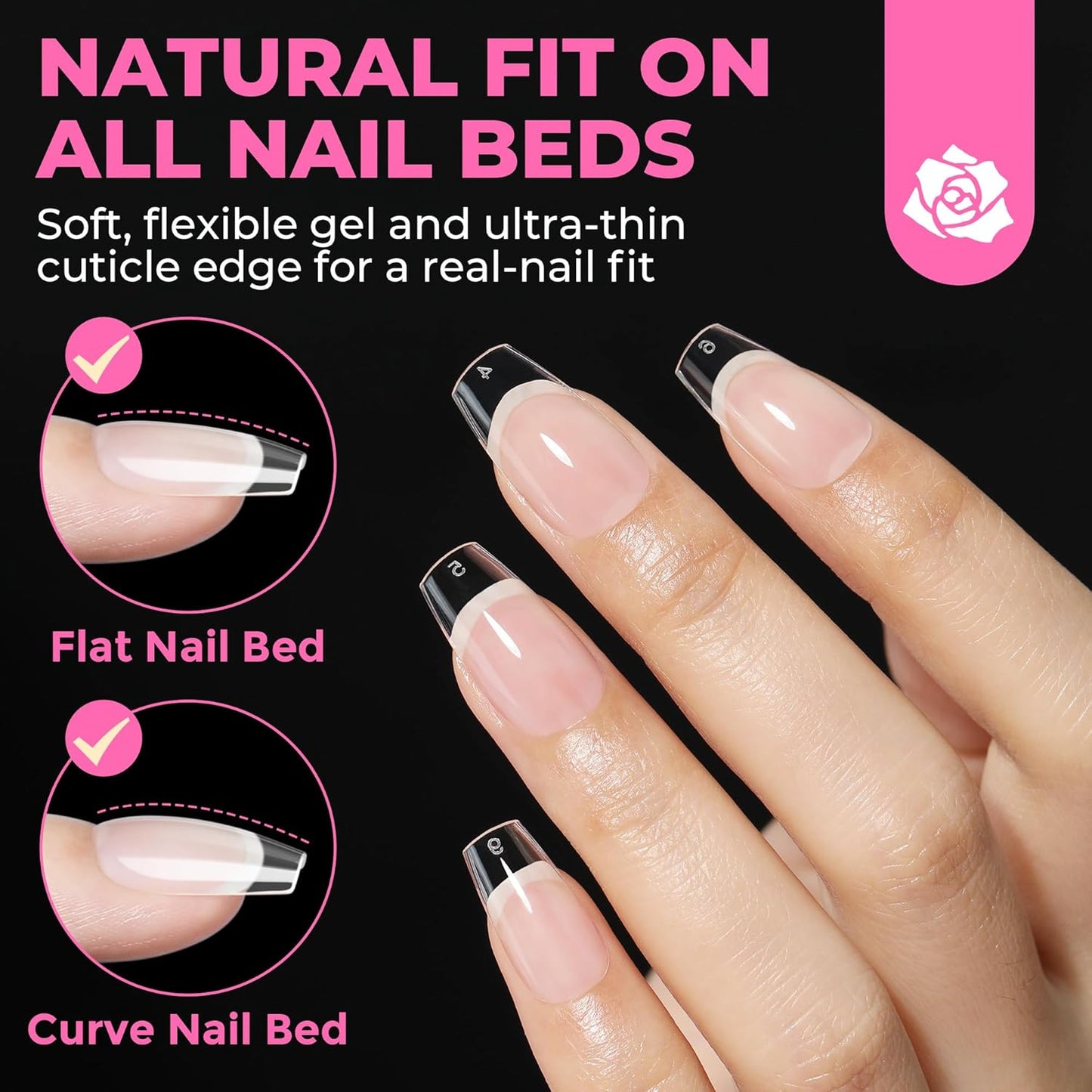 UNA GELLA Short Coffin Nails Tips, 504pcs No c Curve short Coffin Gel Press On Nails Pre Etched For Women Acrylic Nail Extension Full Cover Home Salon 12 Sizes