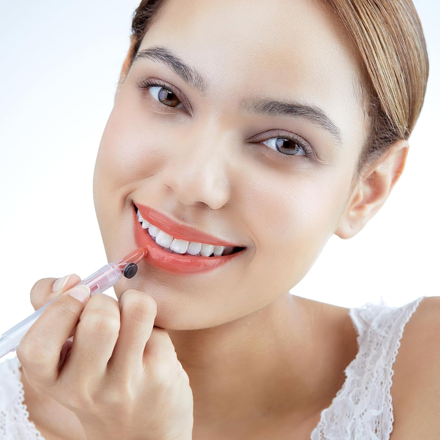 One-Touch Retractable Tinted Lip Balm, Moisturizing Lip Gloss with Menthol (Berry Coral) Korean Lip Care