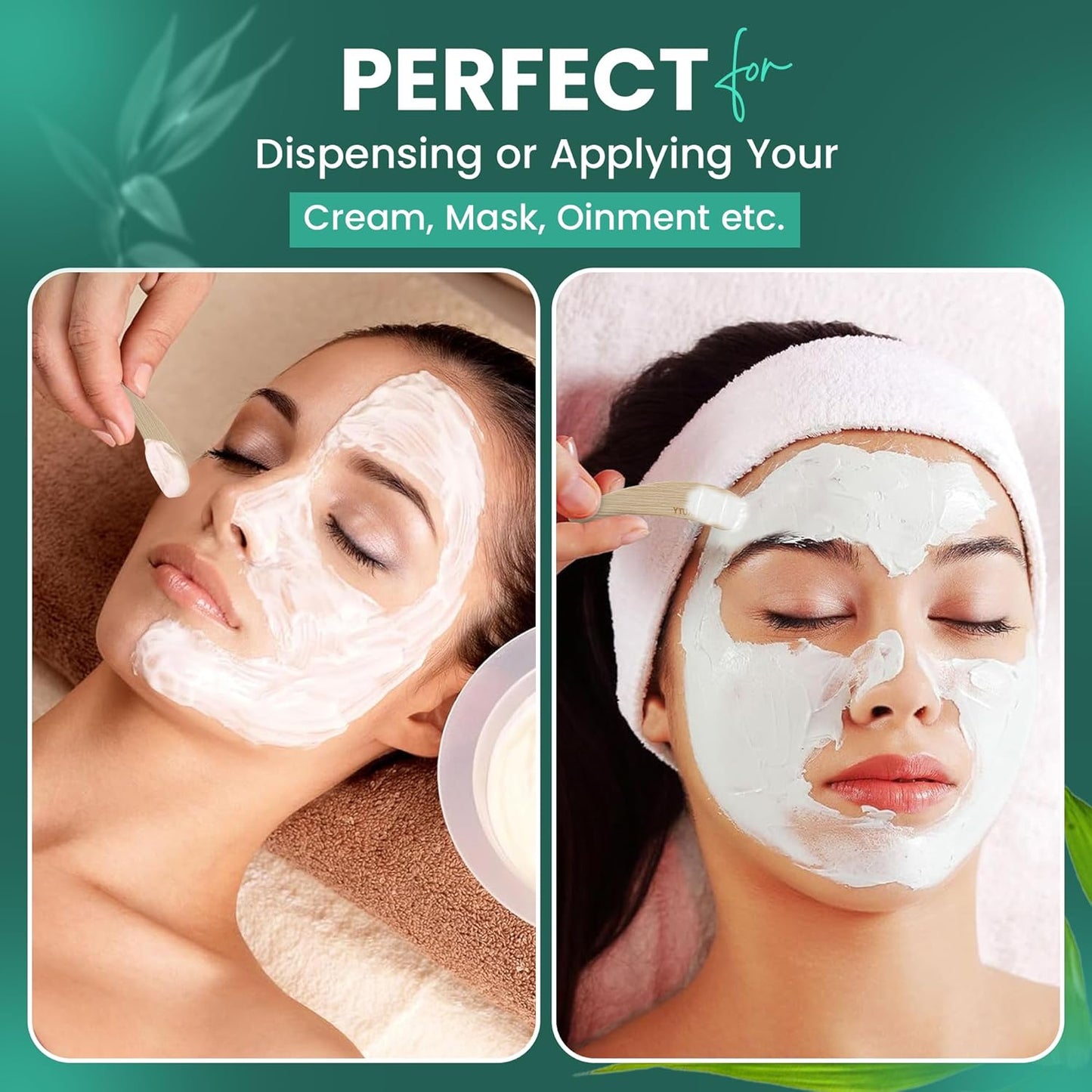 Bamboo 50-pack Cosmetic Facial Makeup Spoon Spatula Mini Makeup Spatula, Biodegradable Compostable Cosmetic Cream Spatulas Spoon, Skincare Scoop Applicator Facial Massage Beauty Tools BPA FREE