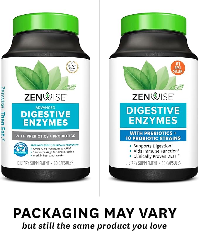 Zenwise Health Digestive Enzymes for Gut Health - Probiotic Multi Enzymes with Prebiotics and Probiotics for Women and Men for Digestive Health and Bloating Relief, Daily Enzymes for Digestion -60 CT