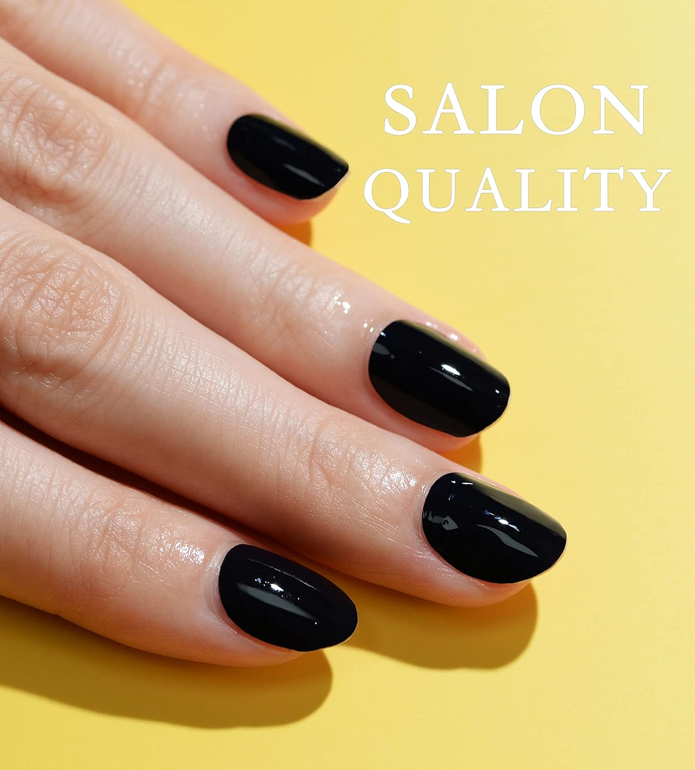 Nail Polish Strips Long Lasting, 20Pcs Wraps, Easy Apply& Remove Salon Quality Gel Nail Stickers (Total Black)