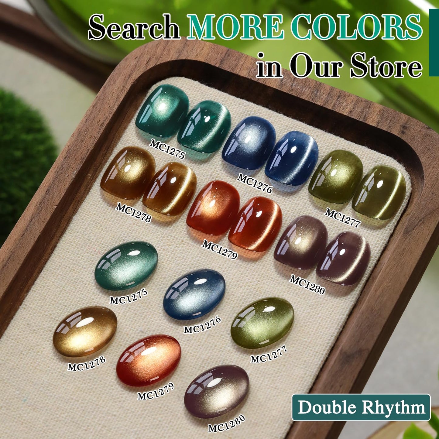 Double Rhythm 0.5 OZ Cat Eye Gel Polish with Magnet 15ML Holographic Glitter Shimmer Translucent Jelly Color Magnetic Nail Polish Salon DIY at Home (Winter Green-MC1275)