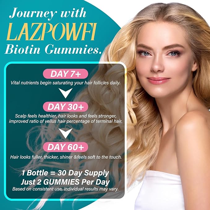 Biotin Gummies -Hair Skin and Nails Vitamins for Men & Women, Vegan Vitamin B7, Supports Hair Growth and Stronger Nails,90 Day Supply-Raspberry-3 Pack