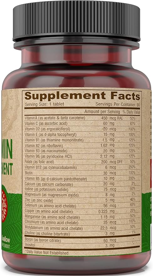 DEVA Tiny Tablets Vegan Multivitamins for Women & Men, Multivitamin Iron Free, Mineral Supplement, Vitamin C, Vitamin B Complex, Vitamin B12, Vitamin E, Zinc, Gluten Free, 90 Tablets
