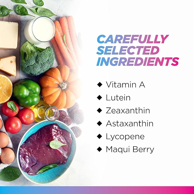 Livingood Daily Lutein & Zeaxanthin Supplements, Eye Support (60 Vegetarian Capsules) - Eye Vitamins with Astaxanthin, Vitamin A, Maqui Berry & Lycopene Support Eye Health - Eye Supplements for Adults