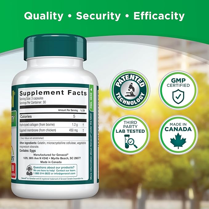 Genacol Collagen & Natural Eggshell Membrane | Achieve Rapid Joint Relief in as Little Than Just 5 Days| Patented hydrolyzed Collagen Joint Support Supplement Joint & Mobility 90 Capsules