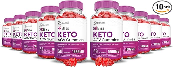 (10 Pack) Bliss Keto ACV Gummies Advanced Formula 1000MG X 10 Bliss Keto Gummies Apple Cider Vinegar Boost Formulated with Pomegranate Beet Juice Powder B12 Vegan Non GMO 600 Gummys