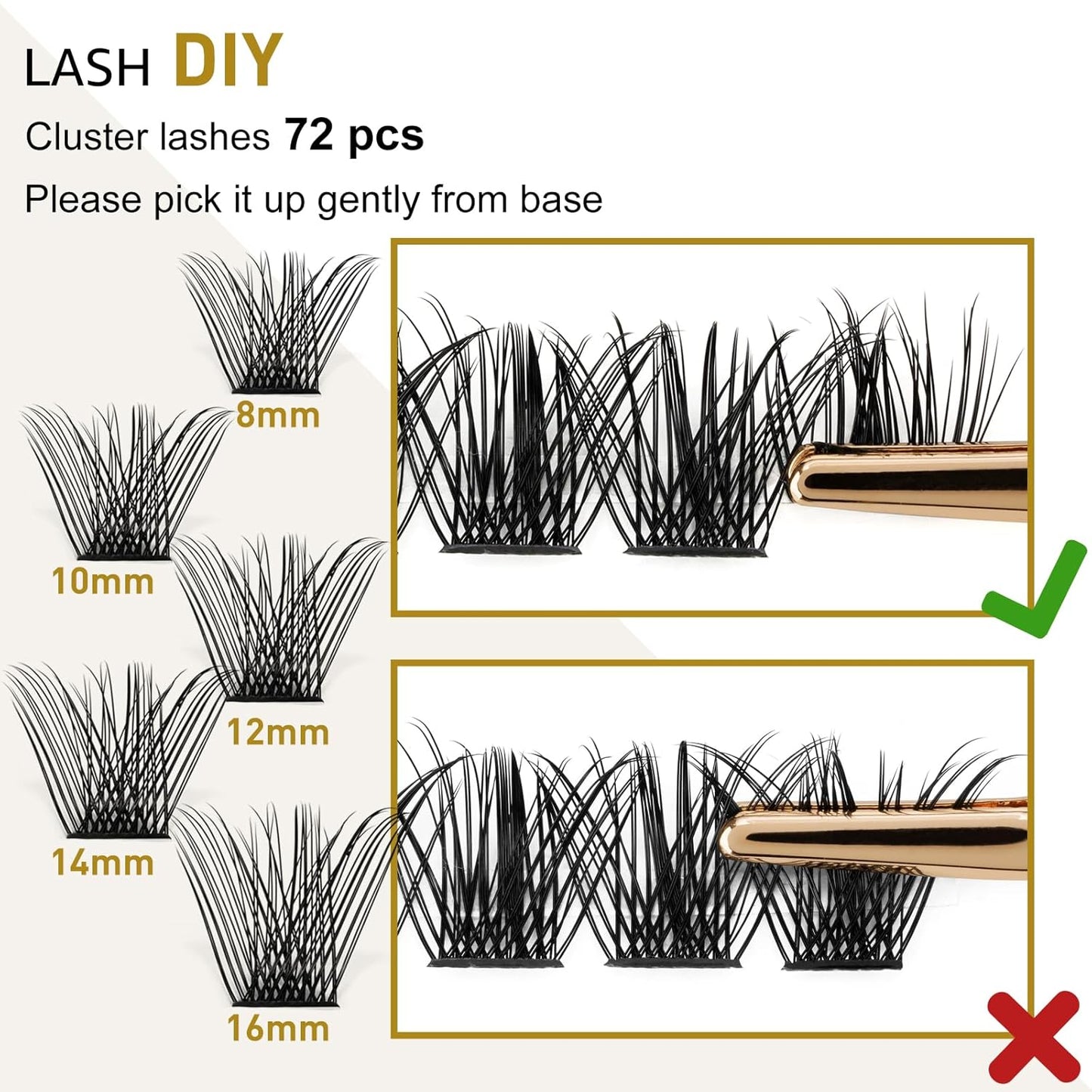 Lash Clusters B02 C Curl 12-18mm DIY Eyelash Extensions 72 Clusters Lashes C Curl B&Qaugen Mega Volume Individual Lashes Eyelash Clusters Extensions Individual Lashes Cluster DIY at Home (NM-C-12-18)