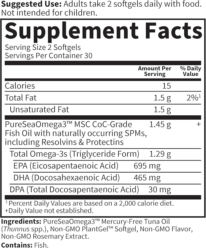 Garden of Life Dr. Formulated Advanced Omega Fish Oil - Lemon, 1,290mg EPA, DHA + DPA in Triglyceride Form, Single Source Omega 3 Supplement for Ultimate Brain & Heart Health, Non-GMO, 60 Softgels