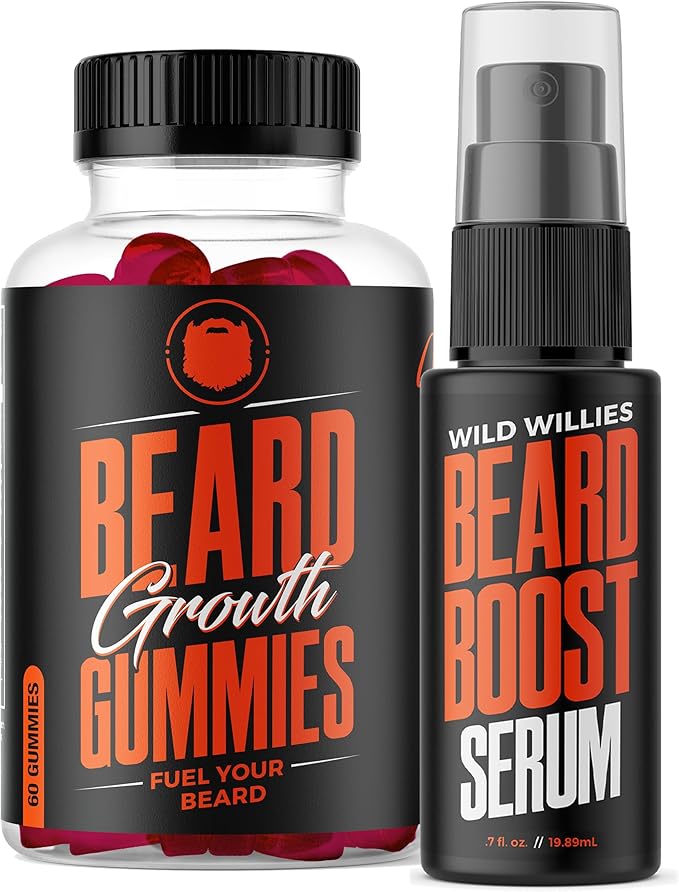 Wild Willies Beard Growth Vitamins Supplement Beard Growth Pills for Fuller & Thicker Beard, Formulated with Biositol Complex & 19 Hair Grooming Nutrients - 60 Capsules