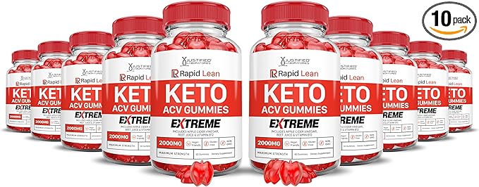 (10 Pack) Rapid Lean Keto ACV Gummies Extreme 2000MG Rapid Lean Keto Gummies Apple Cider Vinegar Formulated with Pomegranate Beet Juice Powder B12 Vegan Non GMO 600 Gummys
