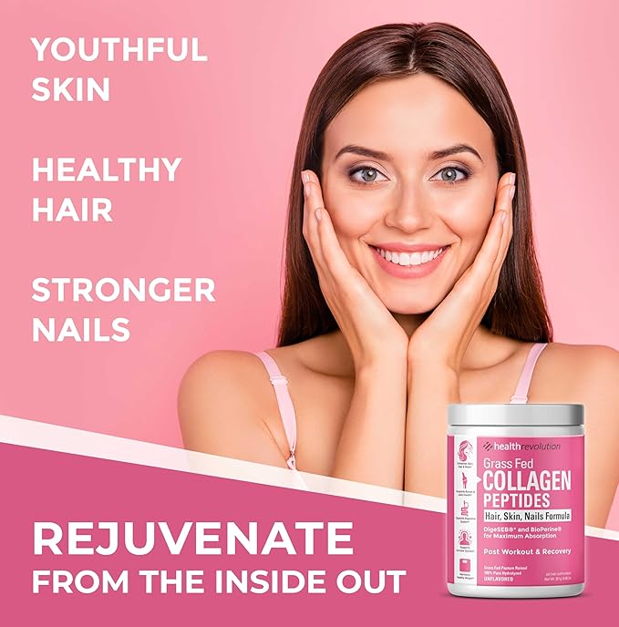 Hydrolyzed Collagen Peptides Powder - Skin, Hair, Nails & Joint Support, Grass-Fed Collagen Enhanced with Probiotics & Digestive Enzymes, Types I & III - Non-GMO, Gluten-Free, Unflavored, 35 Servings