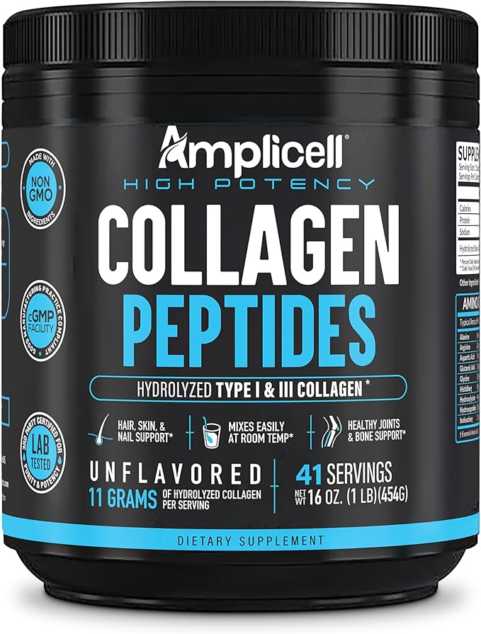 Collagen Peptides Powder - Hydrolyzed Type 1 & 3 Collagen for Hair, Skin, Nails & Joints - Unflavored Multi Collagen Protein - Grass-Fed, Keto & Paleo Friendly Collagen for Women & Men - 41 Servings