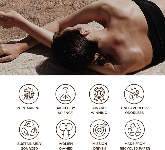 Premium Marine Collagen Powder with Type I II III and IV Hydrolyzed Peptides for Women and Men Sourced from Wild Fish, Certified Halal and Kosher Unflavored - 30 Day Supply, 300g Canister