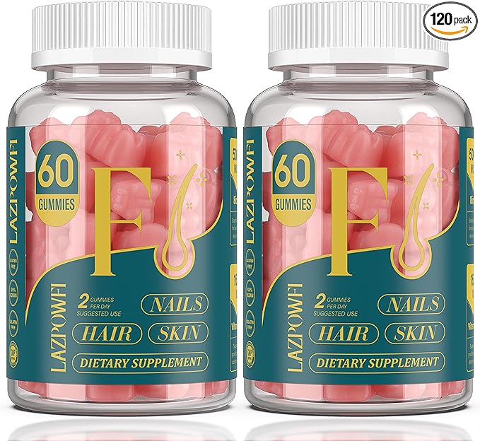 Biotin Gummies -Hair Skin and Nails Vitamins for Men & Women, Vegan Vitamin B7, Supports Hair Growth and Stronger Nails,60 Day Supply-Raspberry-2 Pack
