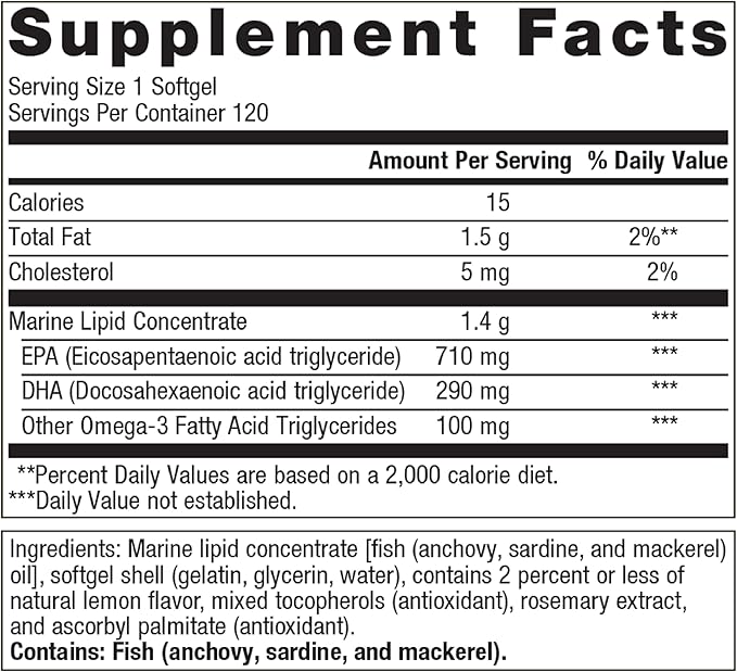 Metagenics OmegaGenics Fish Oil EPA-DHA 1000 - Omega-3 Fish Oil Supplement - for Heart Health, Musculoskeletal Health & Immune System Health* - with DHA & EPA - 120 Softgels