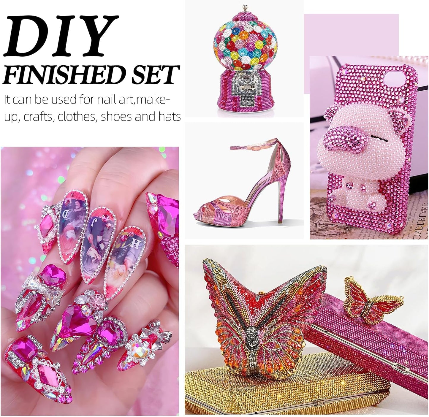 Fuchsia Flatback Rhinestones, Glass Rhinestones for Nail Art and Craft, Glue Fix, Loose Crystal Gemstones(Fuchsia, SS30, 576pcs, 6.4-6.6mm)