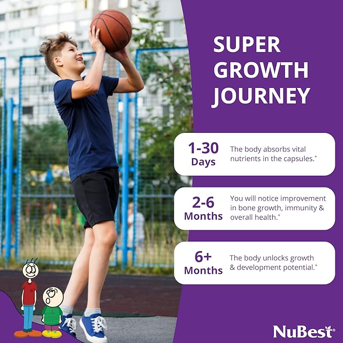 NuBest Tall 10+ - Premium Bone Strength Formula, Enhanced Immunity and Overall Health for Age 10+ - Who Drink Milk Daily with Calcium, Vitamin D3, Vitamin K2, and Multivitamins - 60 Capsules