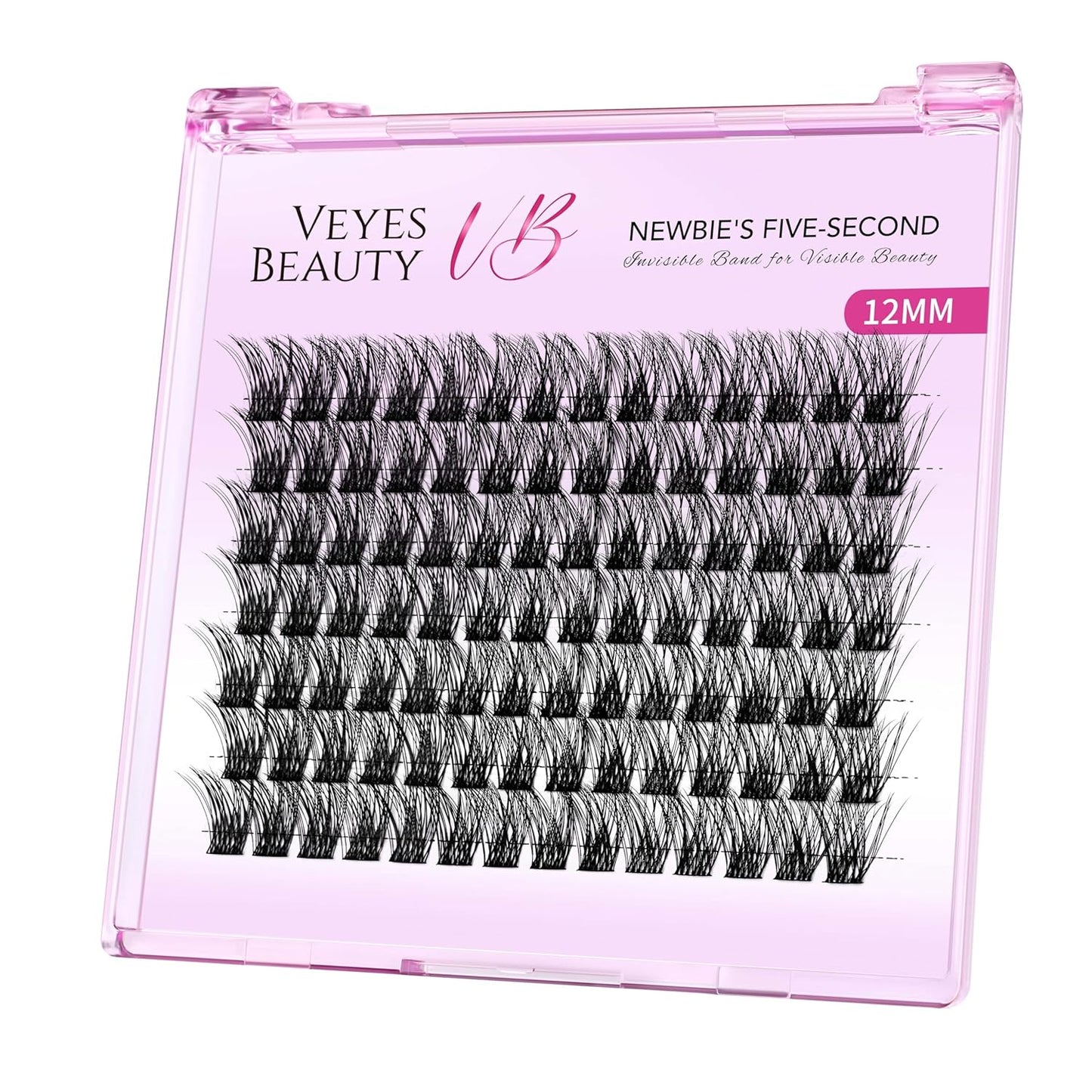 VEYESBEAUTY Lash Clusters Individual Eyelash Extensions Thin & Invisible Band DIY False Eyelashes for Self-application Newbie's Five-Second Series Wispy Lash Tray, Boldeye 12mm Single Length