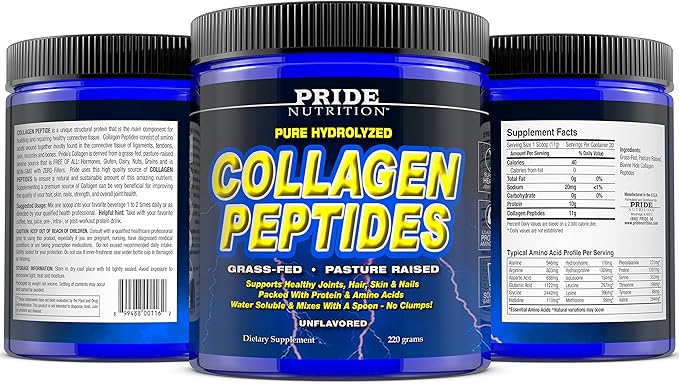 Collagen Peptides Powder - Grass Fed Pasture Raised Hydrolyzed Paleo and Keto Friendly Supplement - for Youthful Skin, Healthier Hair, Joints, Stronger Nails - GMO and Gluten Free