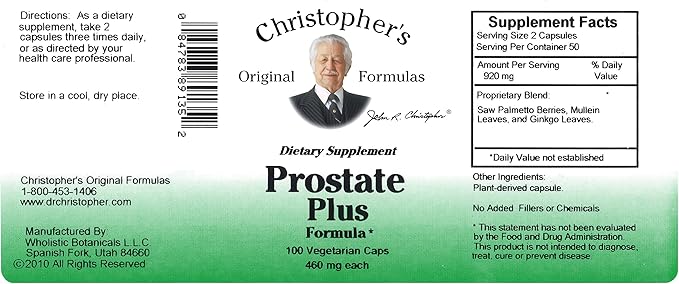 Christopher's Original Formulas Prostate Plus Formula, 100 Count