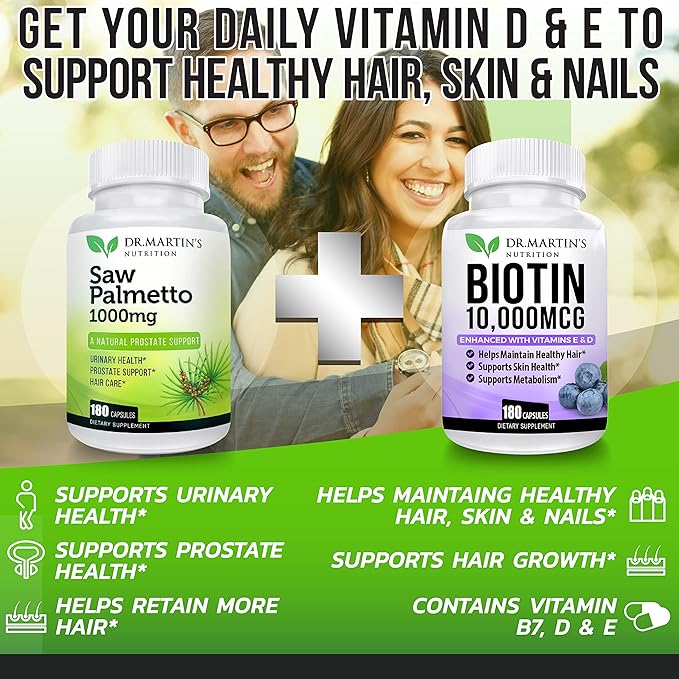 USA Grown Saw Palmetto | 180 Capsules Prostate Health Supplement | Hair Growth for Men & Women | Support to Help Maintain Normal Urination Frequency & Natural DHT Blocker to Help Prevent Hair Loss