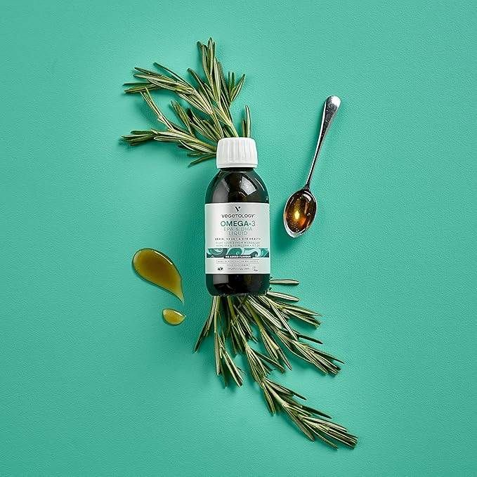 Vegan Omega 3 Supplements 150 ml (30-Day Supply) — Plant Source from Microalgae — EPA 300MG & DHA 500 MG + VIT D3 — Health Supplements for Heart, Eye & Brain Health (Unflavored)