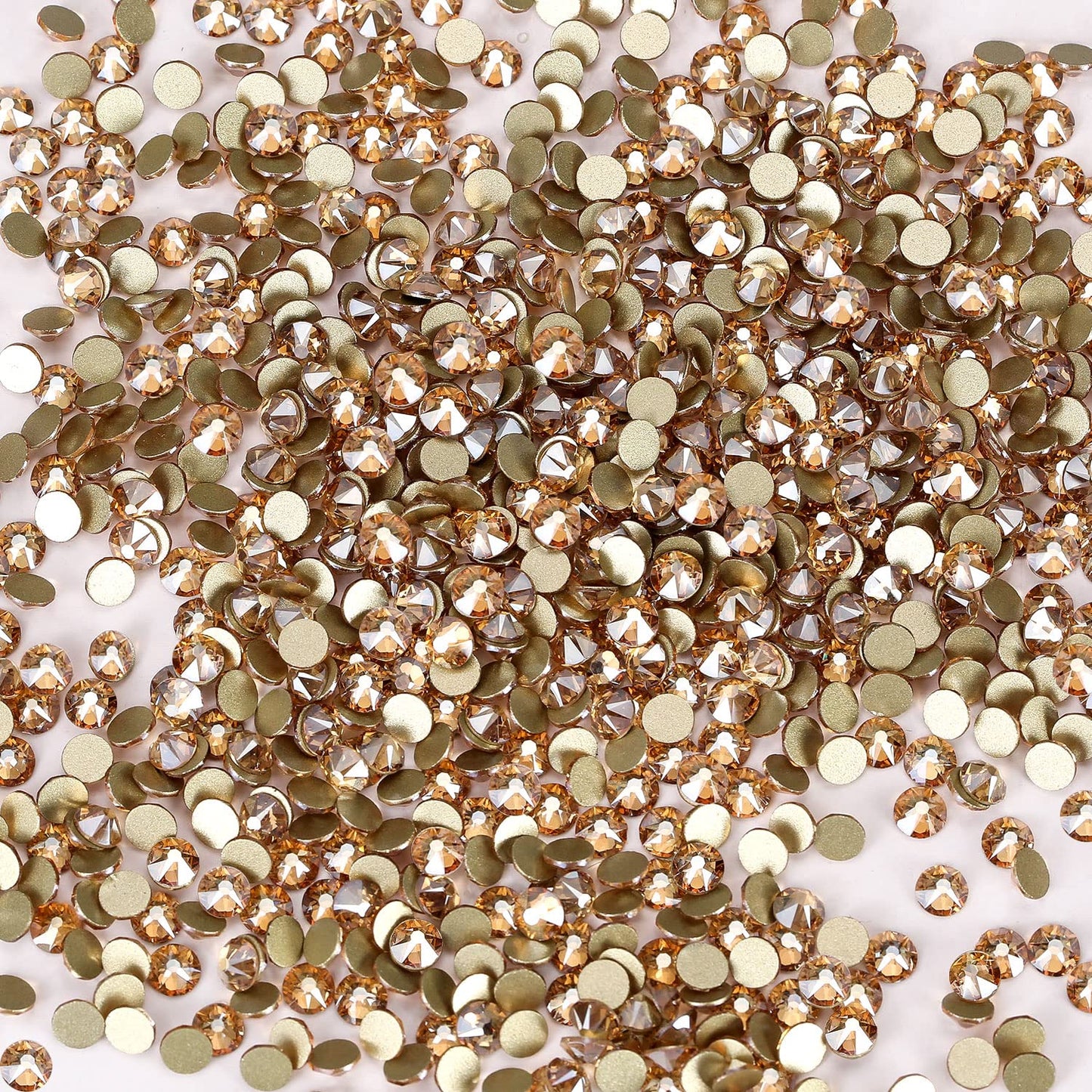 Novani Golden Shadow Rhinestones 1440pcs Flat Back Round Rhinestone Style 2088 Sparkly Crystal Gemstones for Nail Art and Crafting SS6,1.9-2.0mm